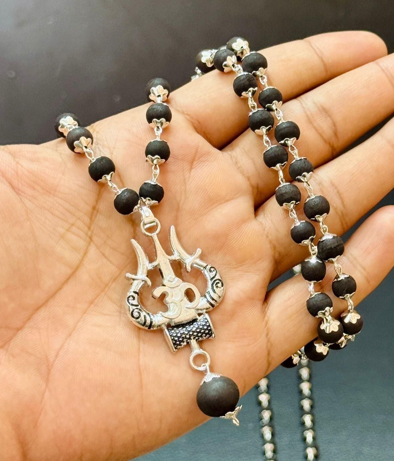 Om Shiva Trishool Karungali Mala Original with 54 beads - 8MM