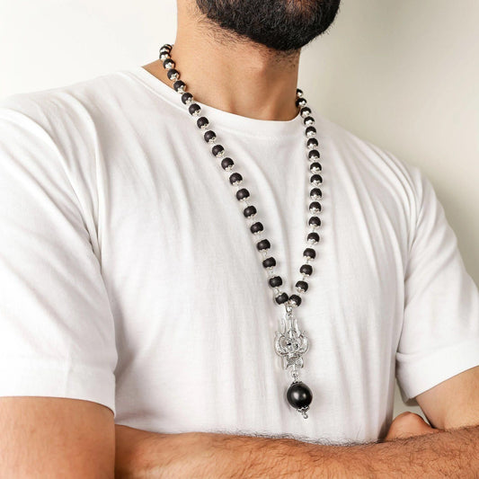 Om Shiva Trishool Karungali Mala Original with 54 beads - 8MM