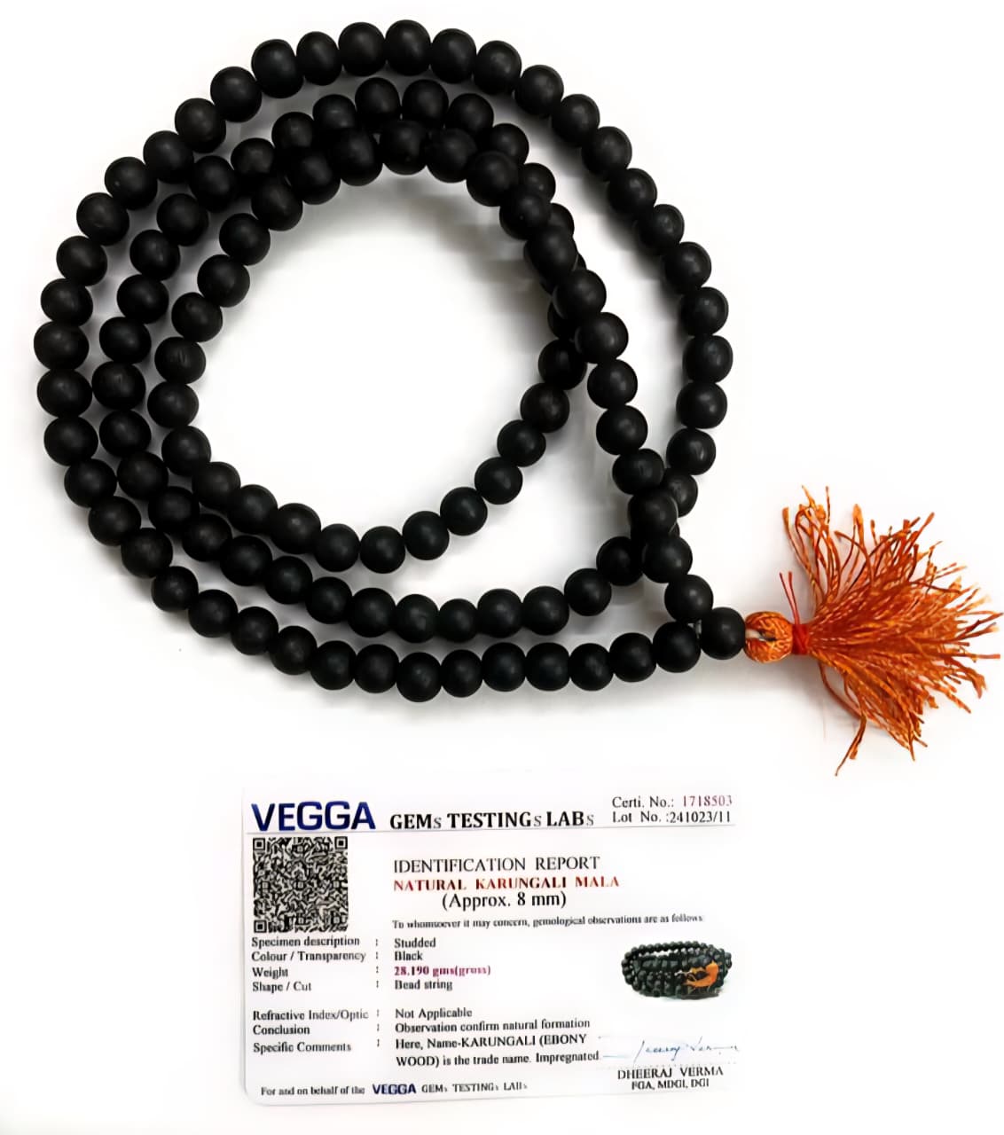 Original Karungali Mala 108 Beads Ebony Wood