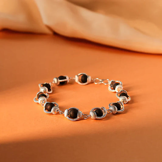 Silver Plated Karungali Mala + Karungali Bracelet ( Combo offer )