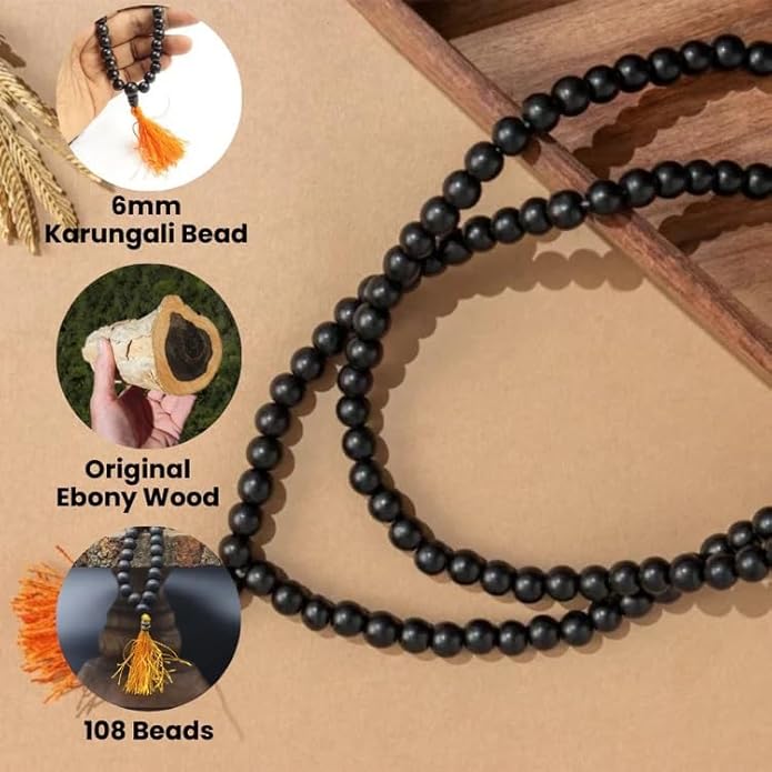 Original Karungali Mala 108 Beads Ebony Wood