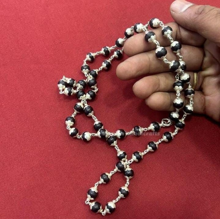 Authentic 8mm Karungali Mala with Pure Silver Caps – Spiritual & Stylish