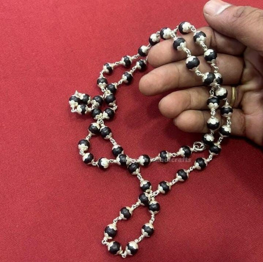 Authentic 8mm Karungali Mala with Pure Silver Caps – Spiritual & Stylish