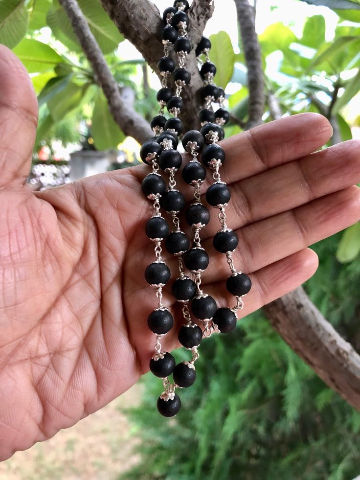 Authentic 8mm Karungali Mala with Pure Silver Caps – Spiritual & Stylish