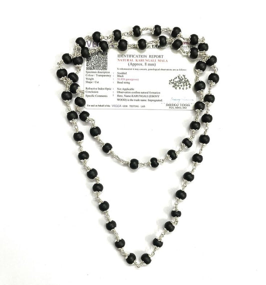 Authentic 8mm Karungali Mala with Pure Silver Caps – Spiritual & Stylish